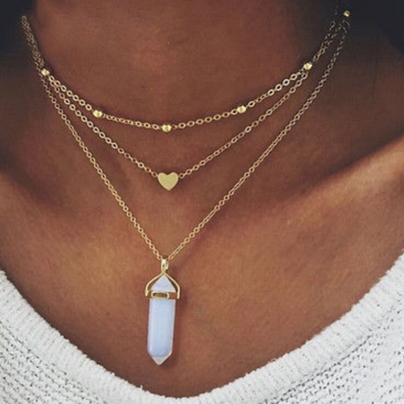 Jewelry - Natural Blue Stone Layered Necklace